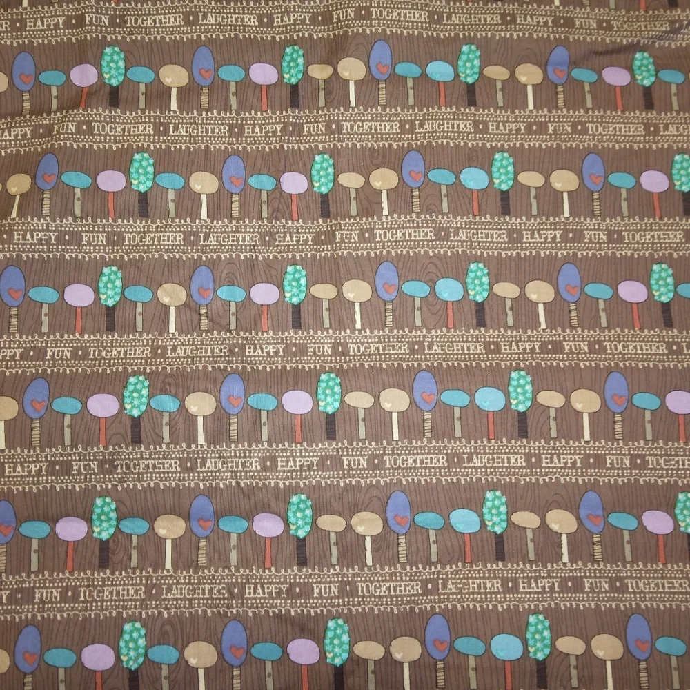 FABRIC Fun and charming stylized trees on Brown, an updated MCM feel